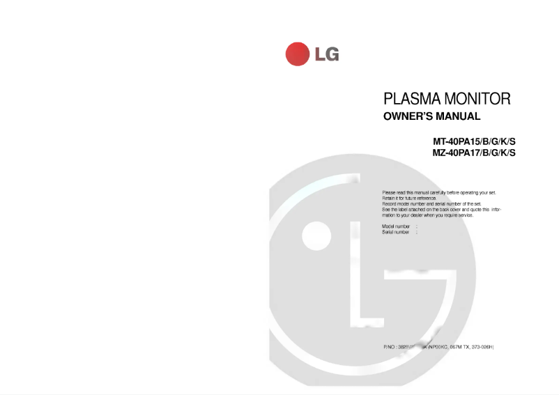 Página 1 del manual Manual de usuario LG MT-40PA15B