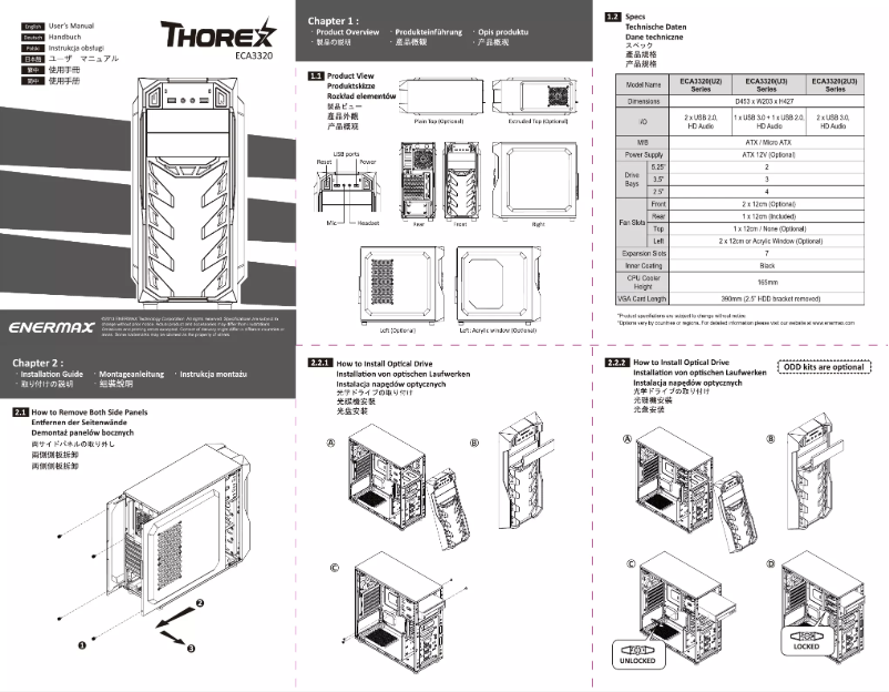 Page n°1 - Manuel utilisateur Enermax Thorex