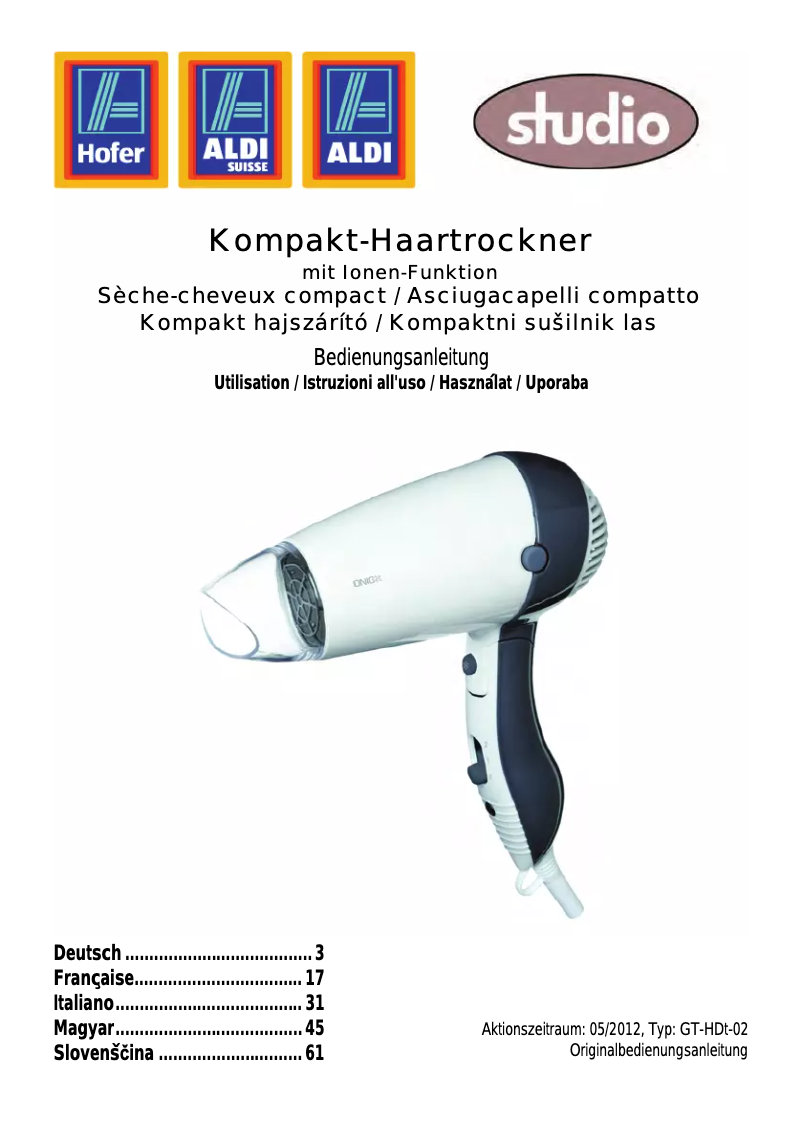 Image de la première page du manuel de l'appareil GT-HDt-02