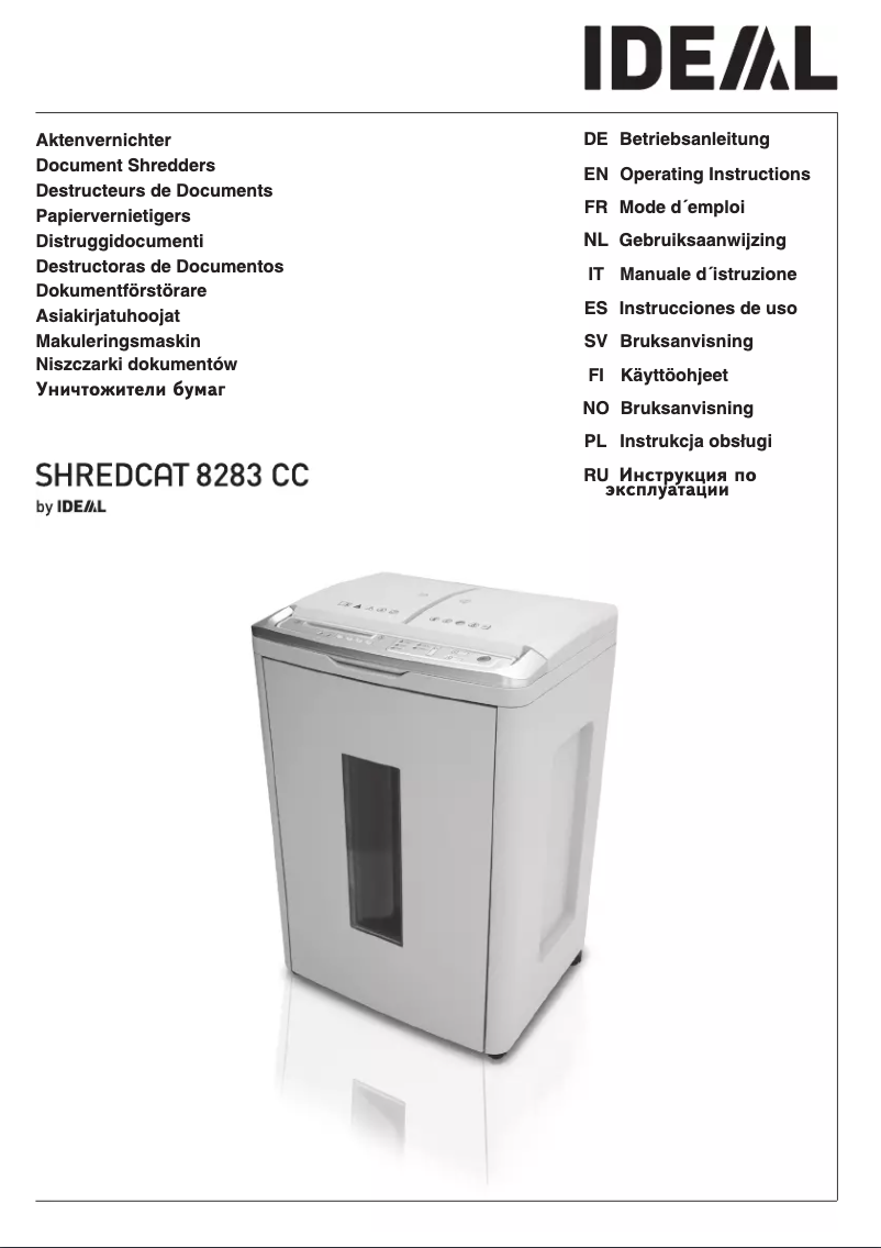 Page n°1 - Manuel utilisateur Ideal Shredcat 8283 CC