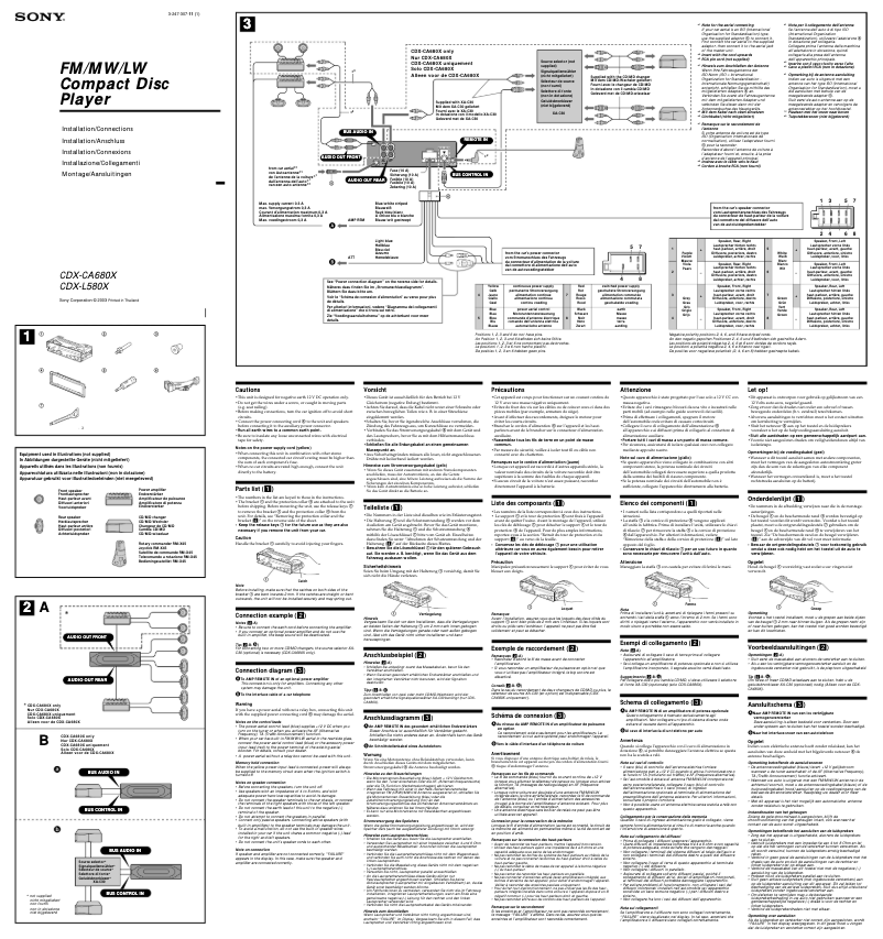 Page 1 de la notice Guide d'installation Sony CDX-L580X