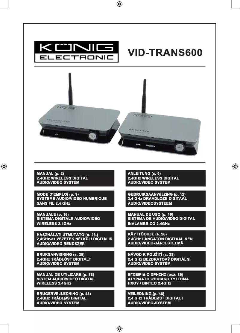 Page n°1 - Manuel utilisateur Konig VID-TRANS600