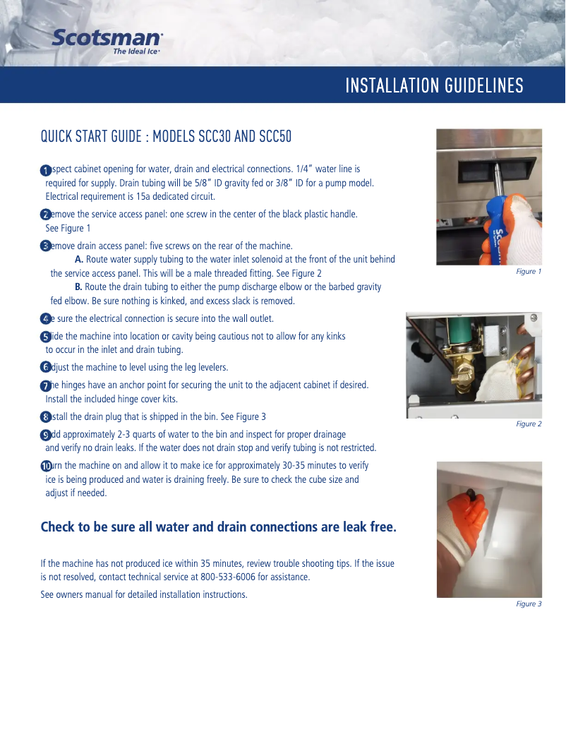Page n°1 - Guide d'installation Scotsman Brilliance SCCG50