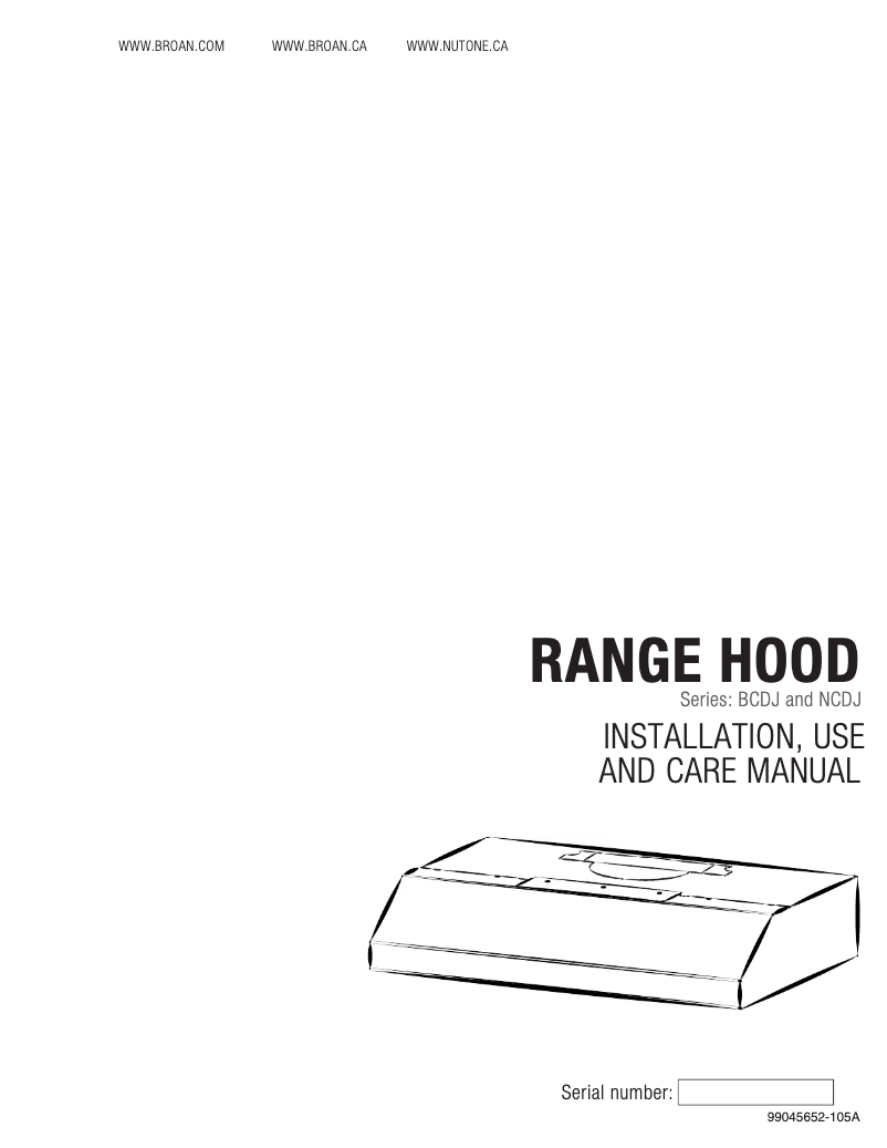 Page n°1 - Manuel utilisateur Broan BCDJ130WH