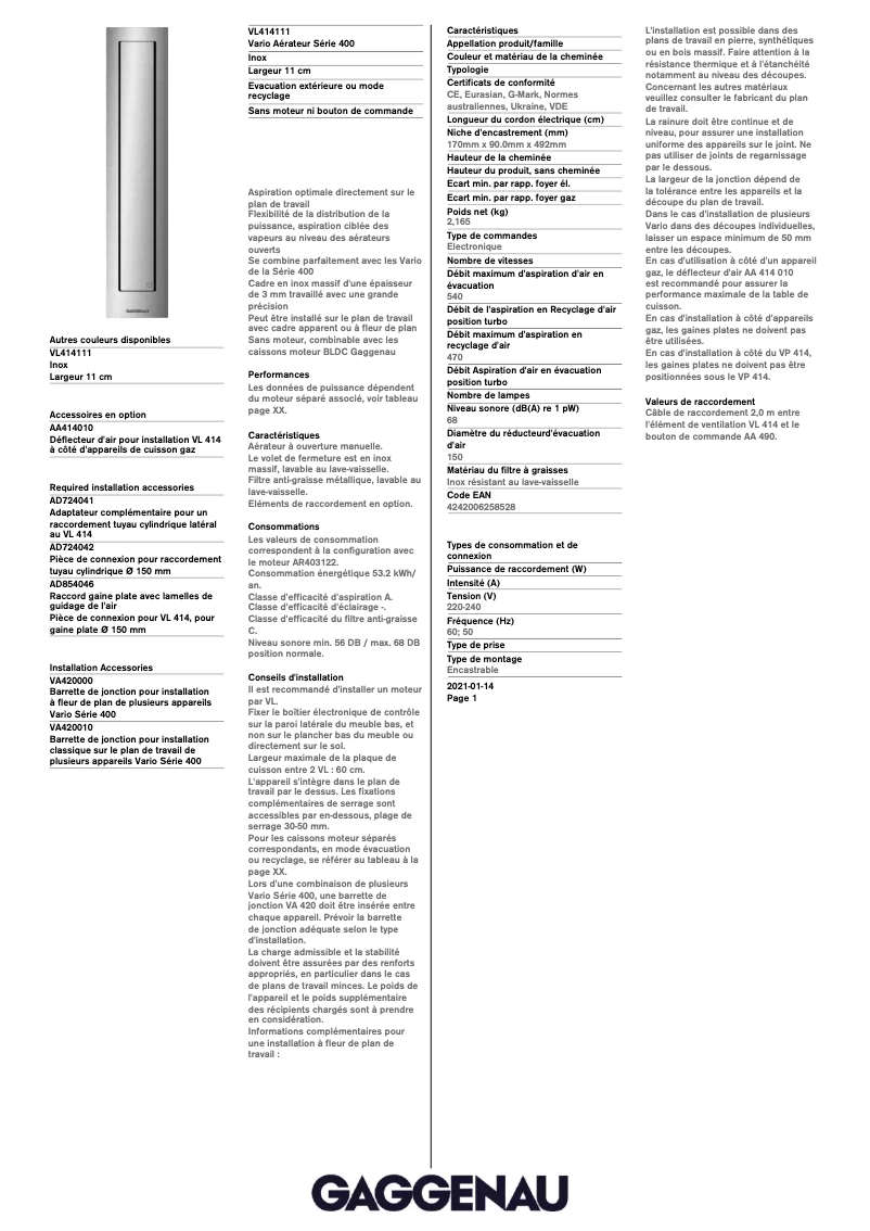 Imagen de la primera página del manual del dispositivo VL414111