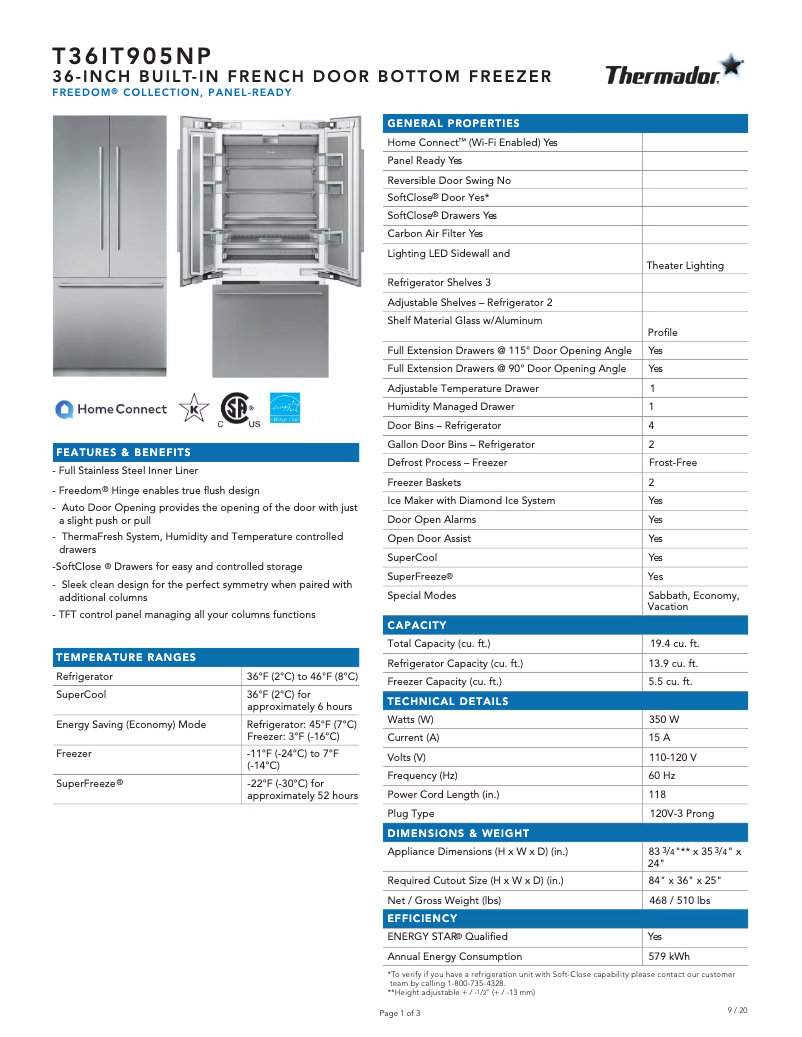 Image de la première page du manuel de l'appareil T36IT905NP