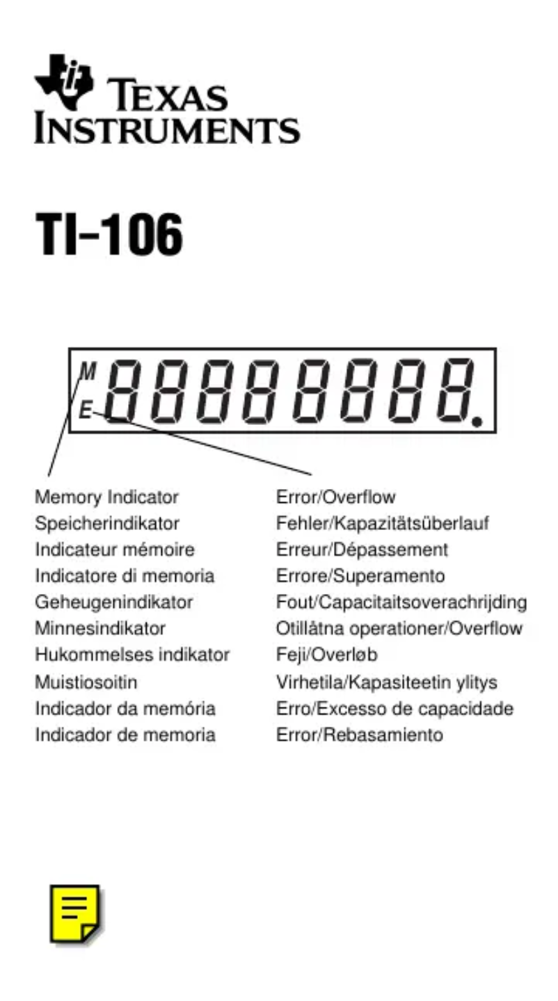 Page n°1 - Manuel utilisateur Texas Instruments TI-106