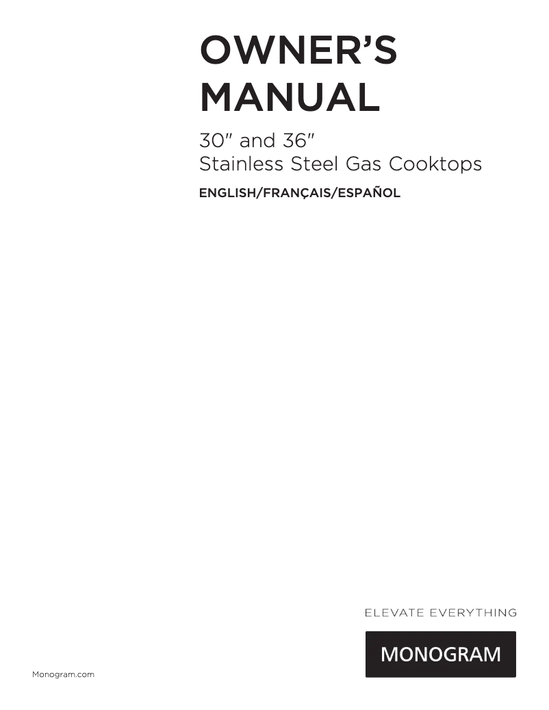 Page n°1 - Manuel utilisateur Monogram ZGU36ESLSS