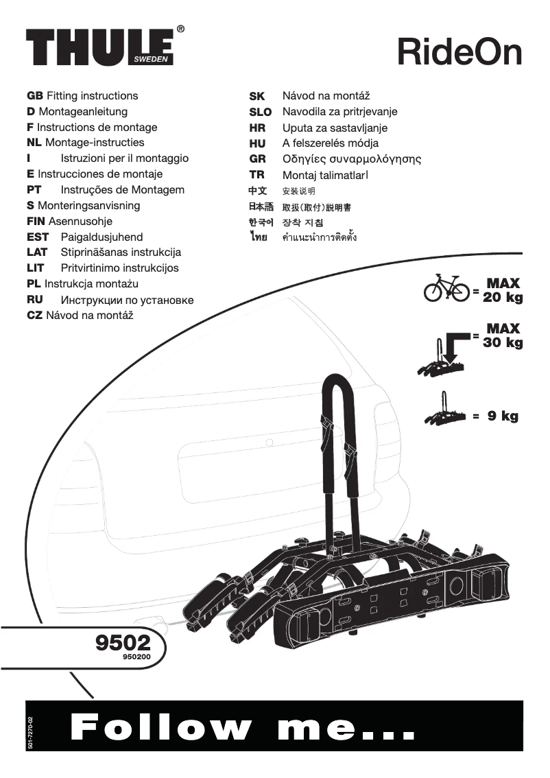 Page n°1 - Manuel utilisateur Thule RideOn 9502