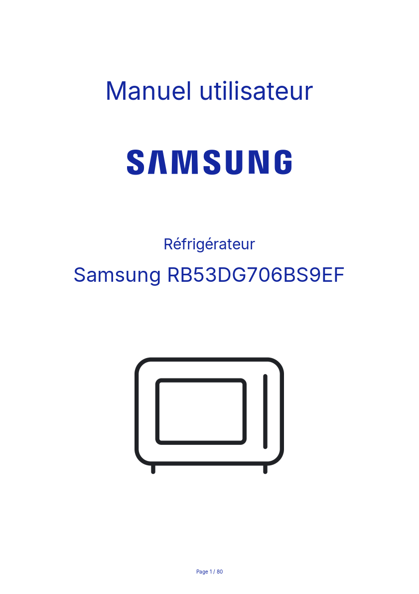 Image de la première page du manuel de l'appareil RB53DG706BS9EF