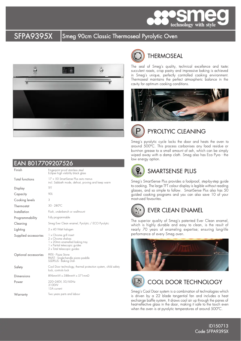 Page n°1 - Fiche technique Smeg SFPA9395X