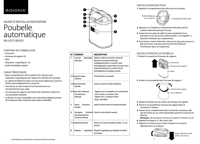 Page n°1 - Manuel utilisateur Insignia NS-ATC18DSS1
