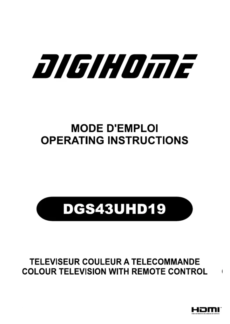 Page 1 de la notice Manuel utilisateur Digihome DGS43UHD19