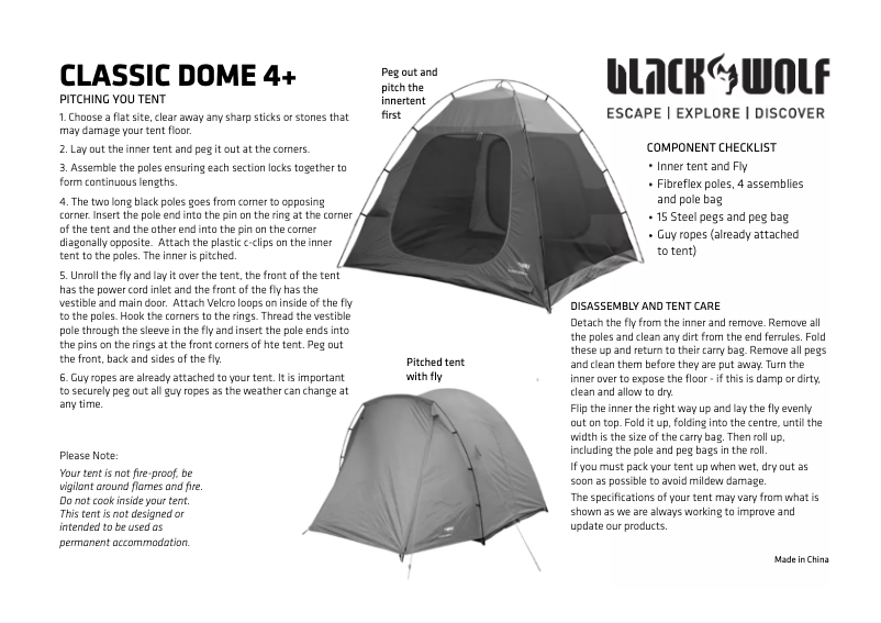 Image de la première page du manuel de l'appareil Classic Dome 4+
