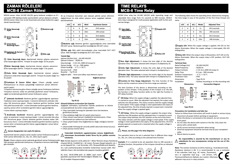 Page n°1 - Guide d'installation ENTES MCB-8