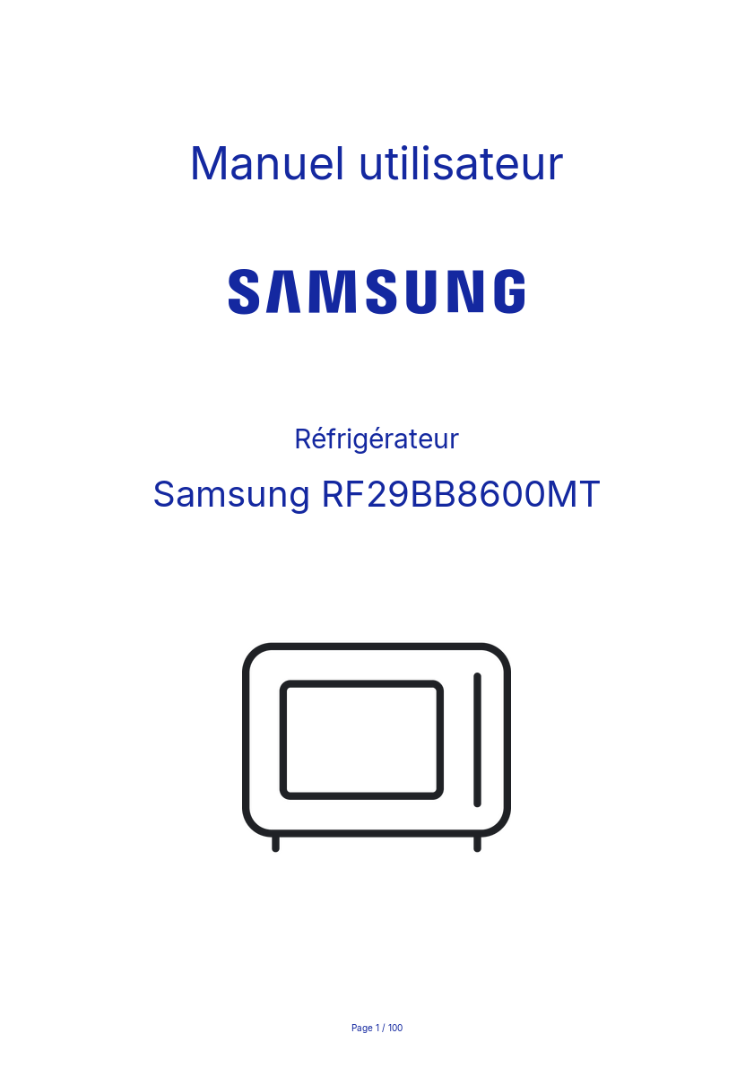 Image de la première page du manuel de l'appareil RF29BB8600MT