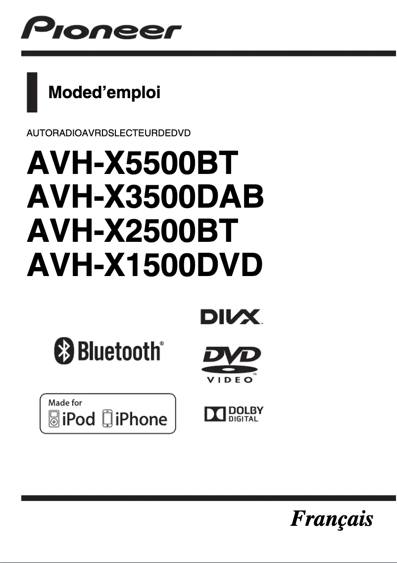 Image de la première page du manuel de l'appareil AVH-X3500DAB