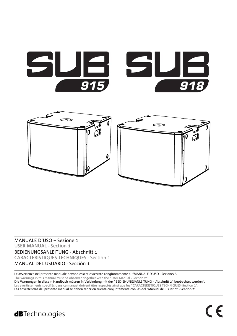 Página 1 del manual Manual de usuario DB Technologies SUB 915