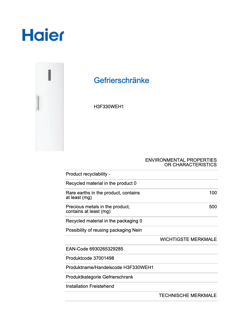 Image de la première page du manuel de l'appareil H3F-330WE