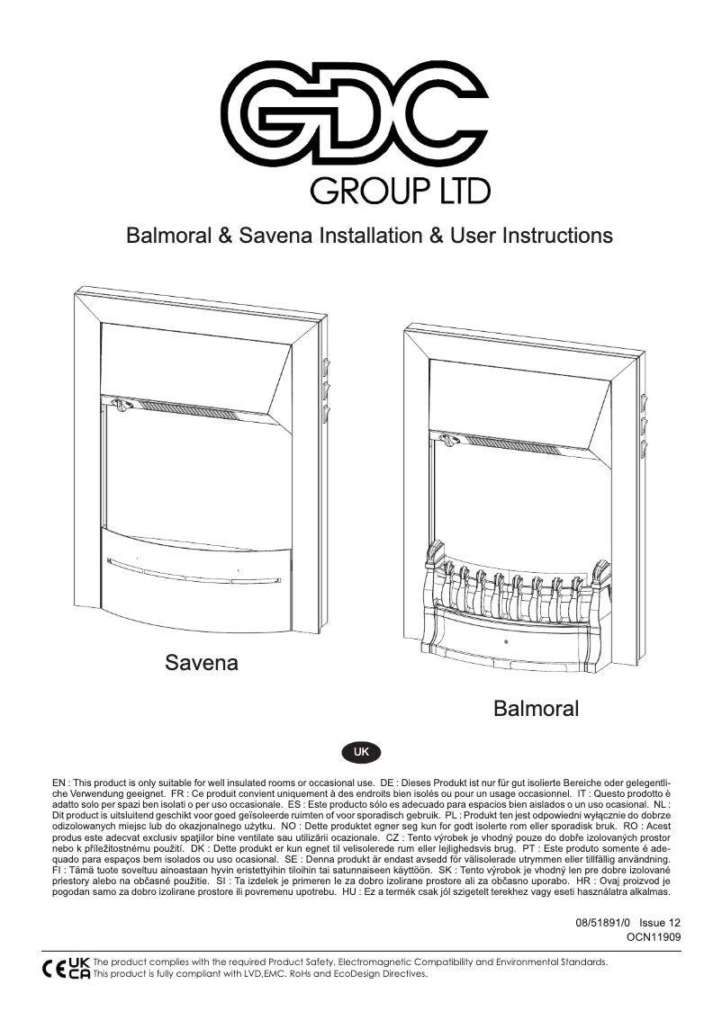 Page 1 de la notice Manuel utilisateur Dimplex Balmoral