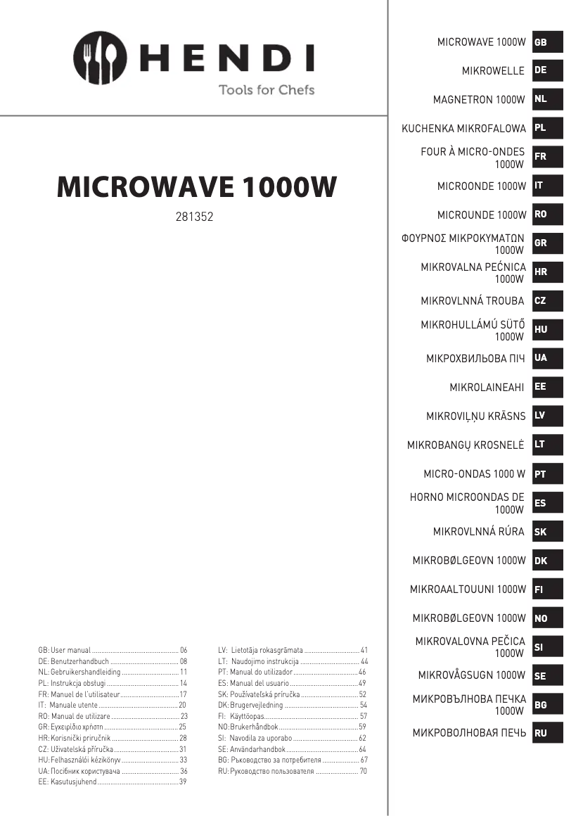 Page 1 de la notice Manuel utilisateur Hendi 281352