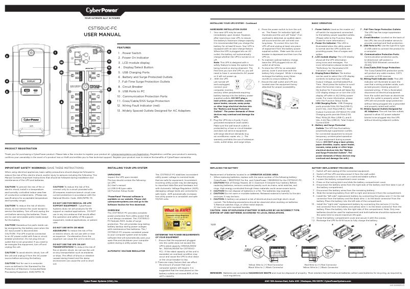 Page n°1 - Manuel utilisateur CyberPower CST150UC-FC