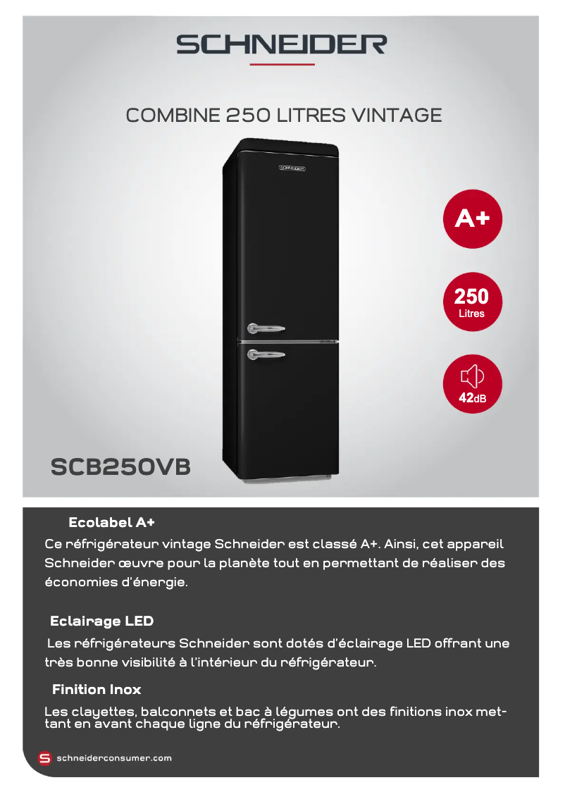 Page 1 de la notice Fiche technique Schneider SCB250VB