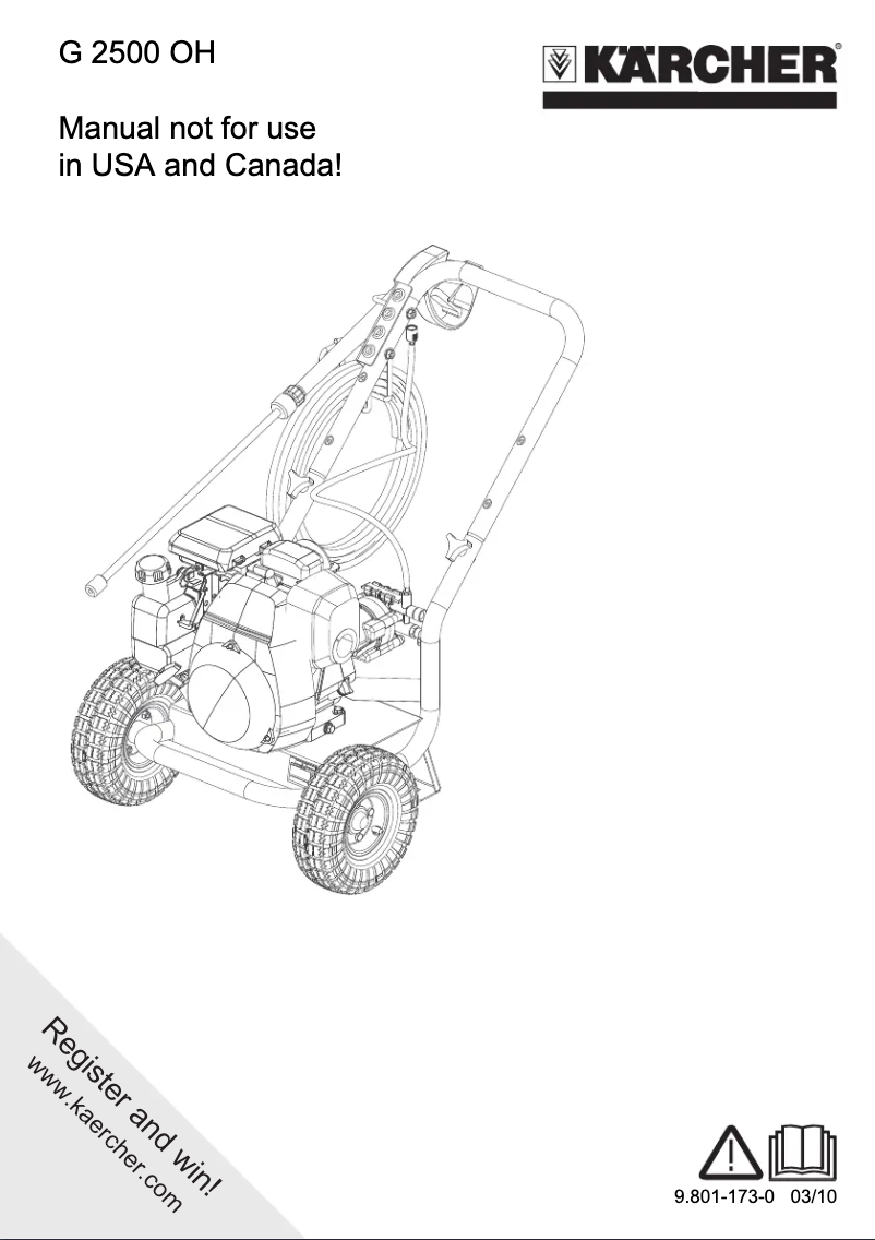 Page n°1 - Manuel utilisateur Kärcher G 2500 OH