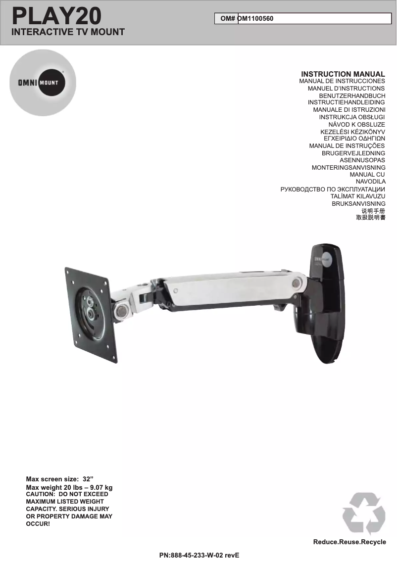 Page n°1 - Manuel utilisateur OmniMount PLAY20