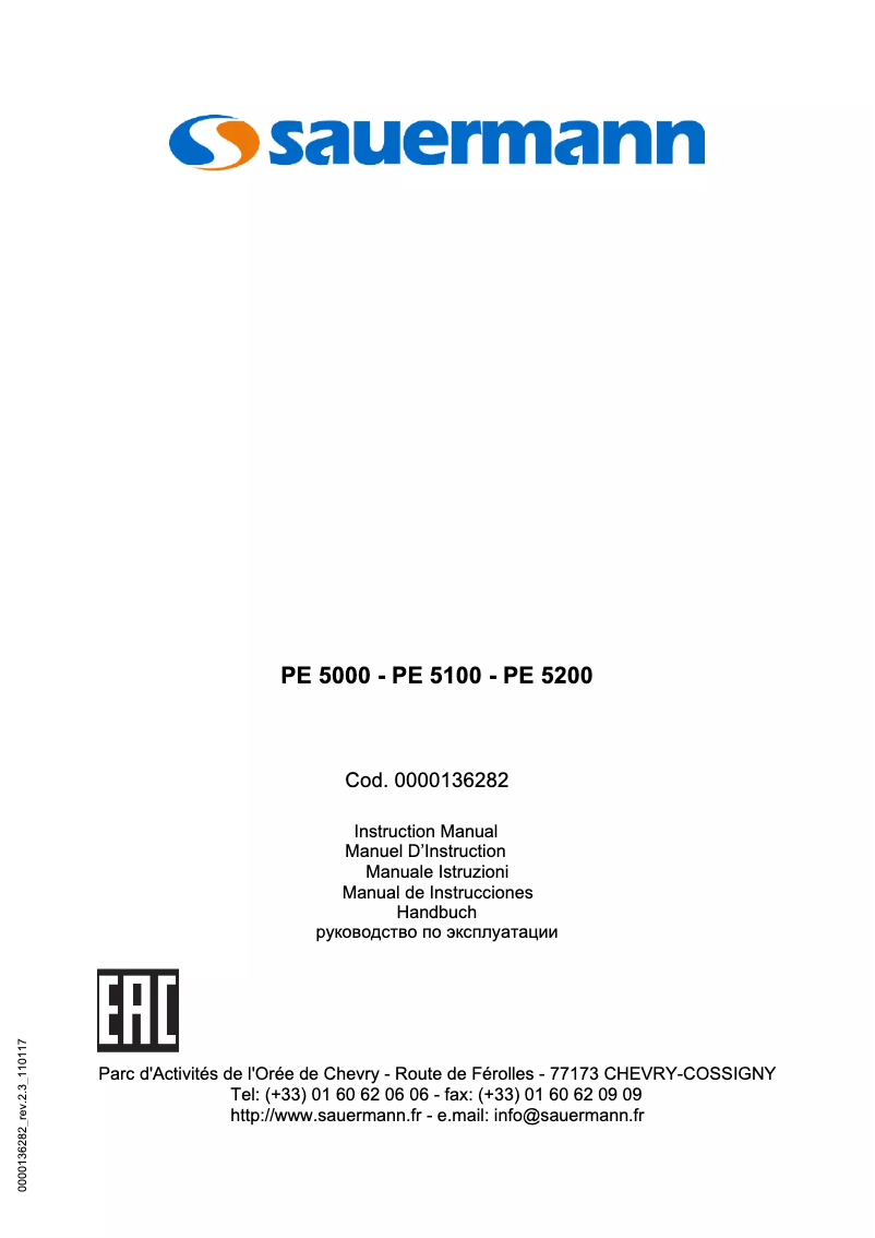 Page n°1 - Manuel utilisateur Sauermann PE-5200