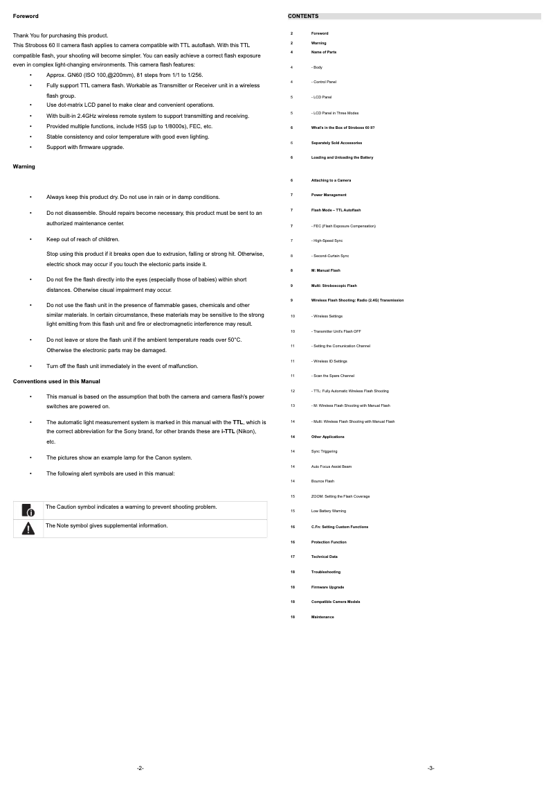 Imagen de la primera página del manual del dispositivo Stroboss 60 II