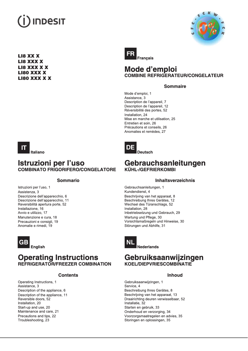 Page 1 de la notice Manuel utilisateur Indesit LI80 FF2 S B