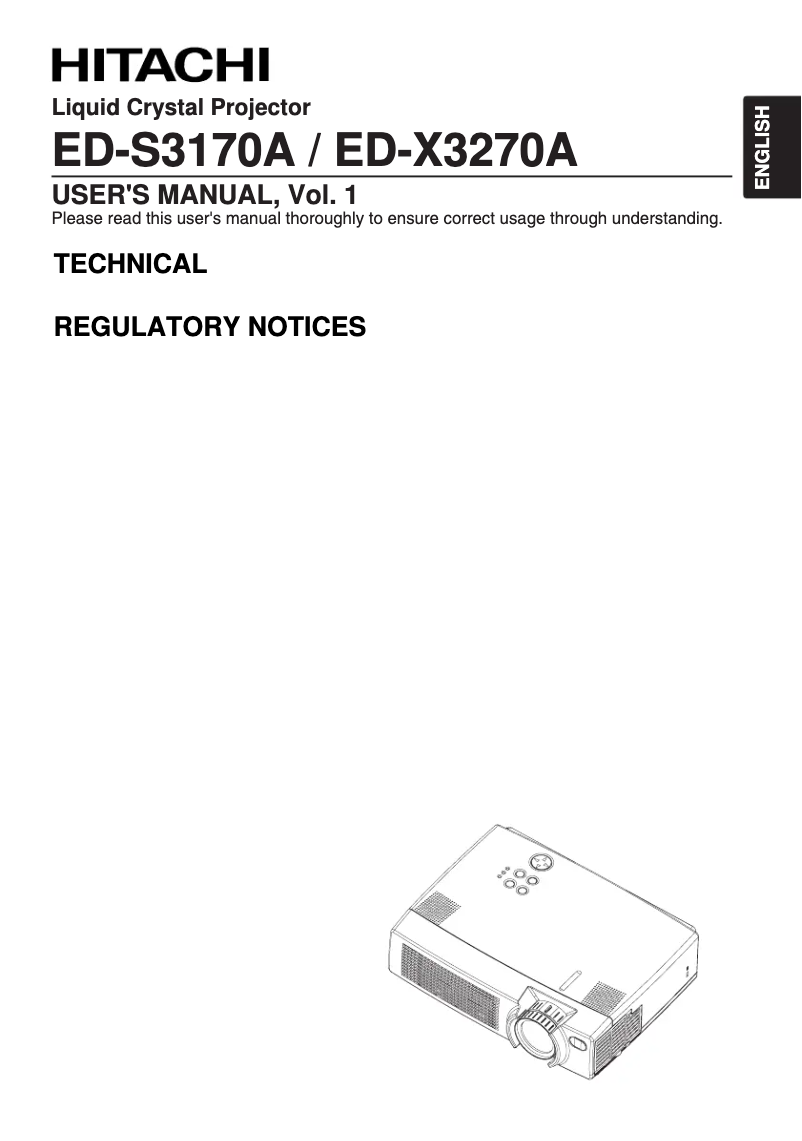 Page 1 de la notice Manuel utilisateur Hitachi ED-S3170A