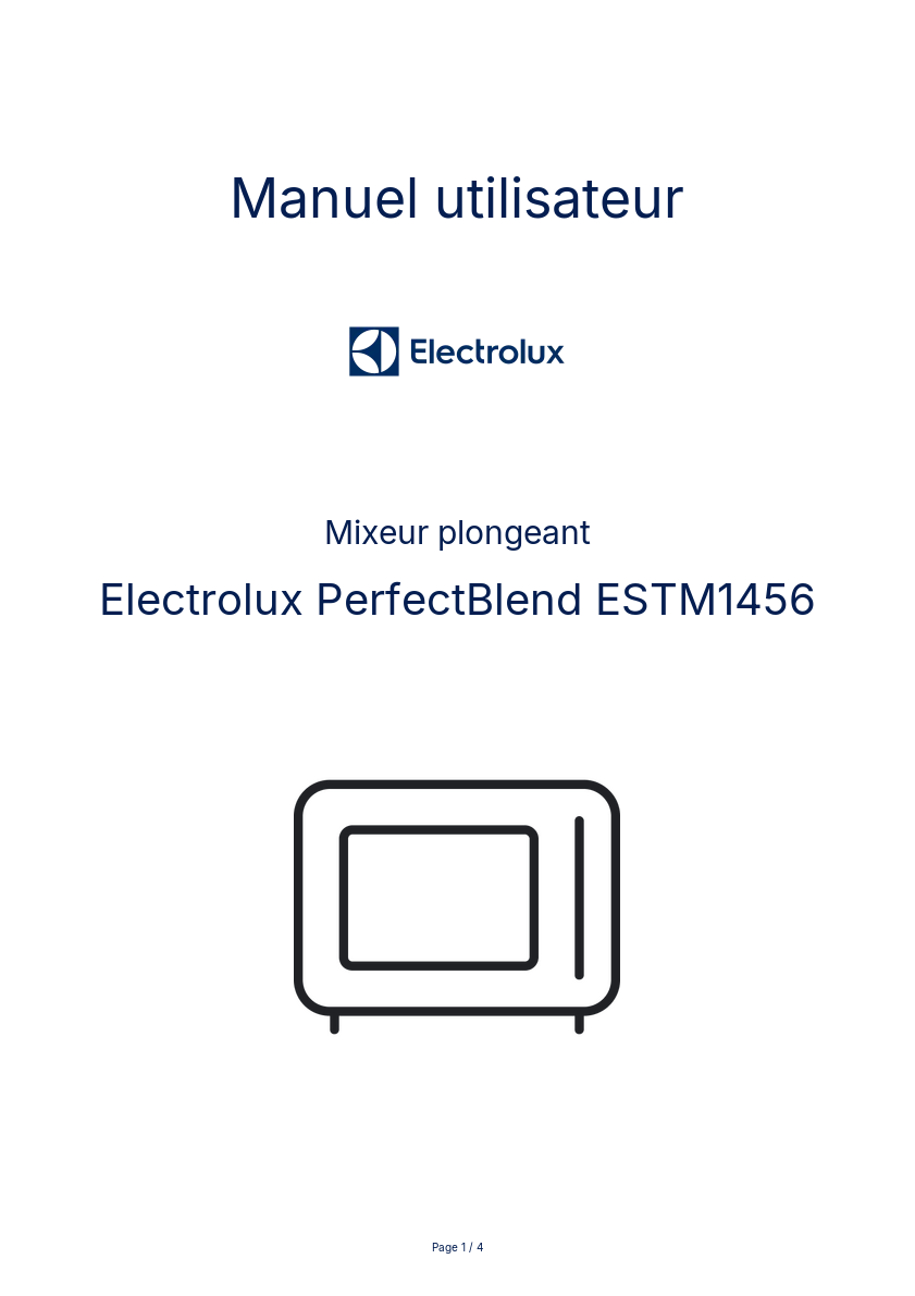 Image de la première page du manuel de l'appareil PerfectBlend ESTM1456