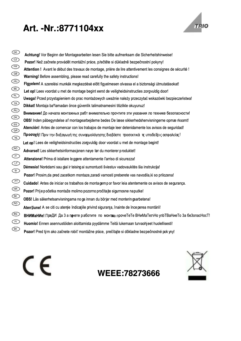 Image de la première page du manuel de l'appareil Cassini