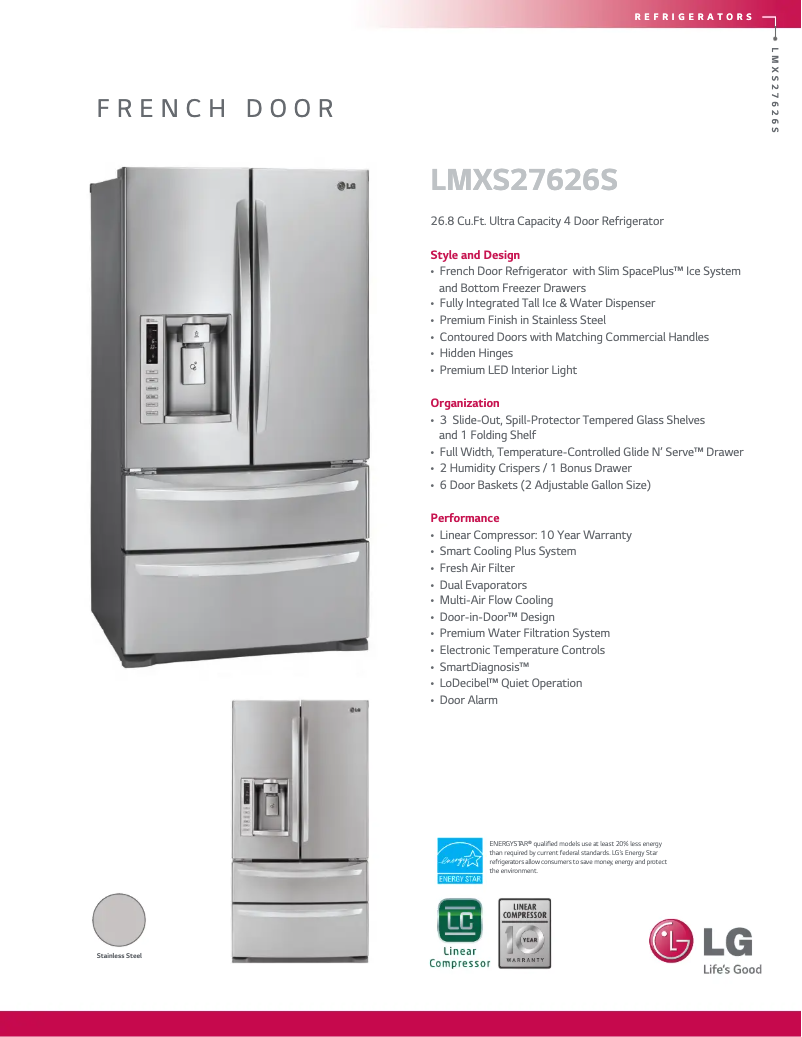 Image de la première page du manuel de l'appareil LMXS27626S