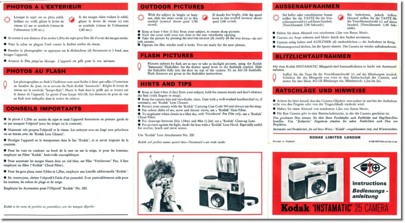 Image de la première page du manuel de l'appareil Instamatic 25