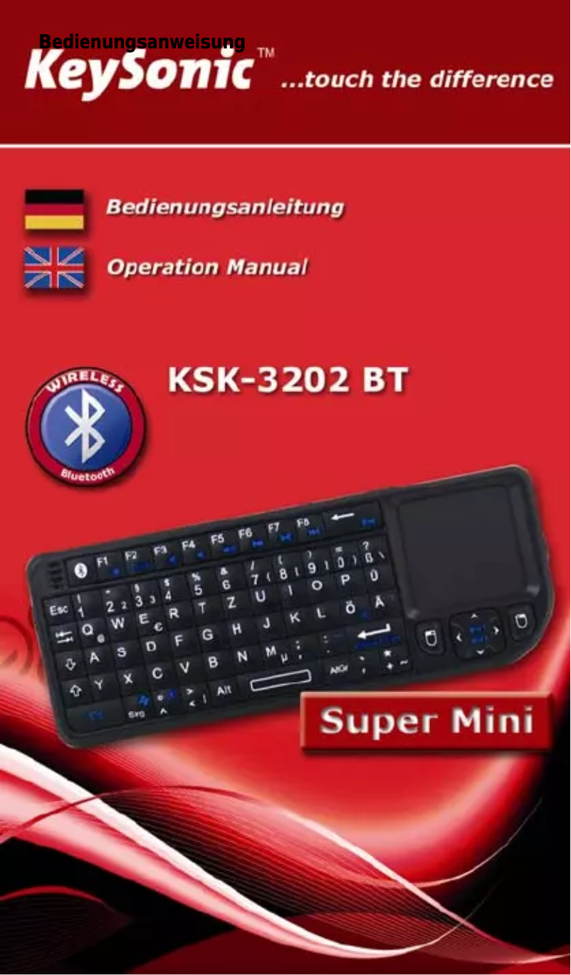 Page n°1 - Manuel utilisateur KeySonic KSK-3202 BT