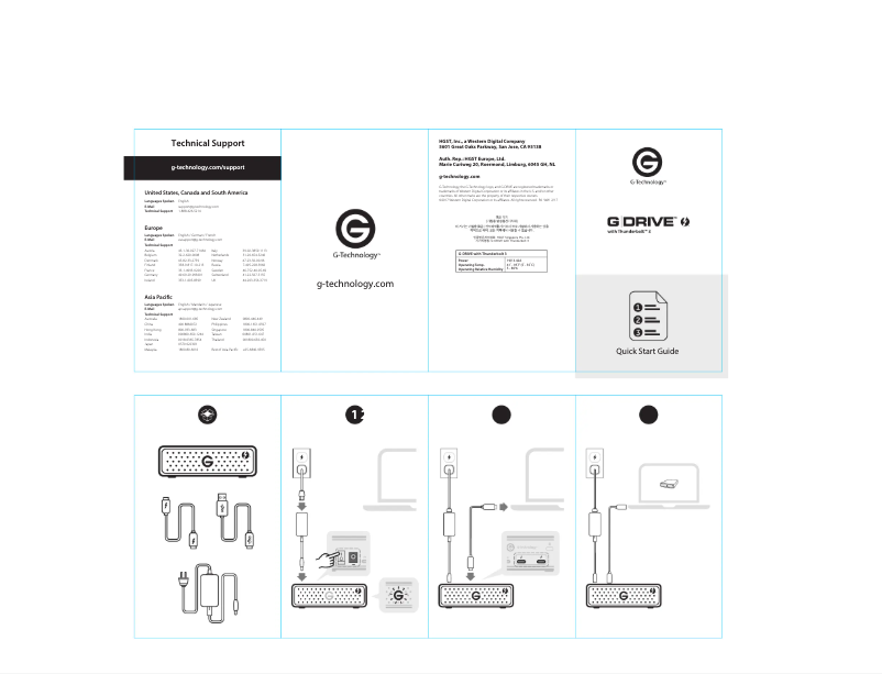 Page 1 de la notice Guide d'installation G-Technology G-DRIVE Thunderbolt 3