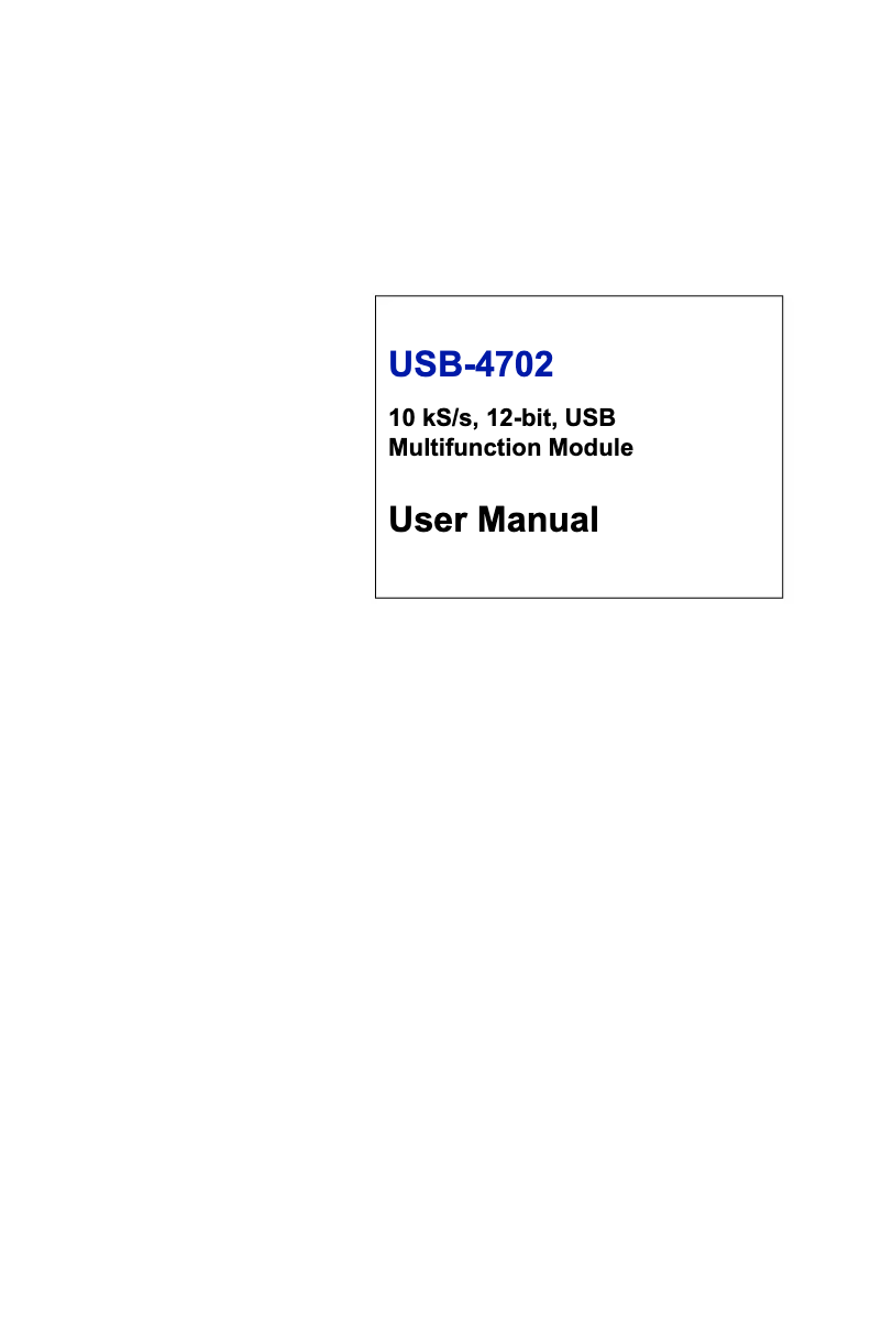 Page n°1 - Manuel utilisateur Advantech USB-4702-AE