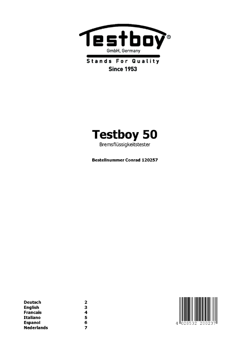 Page 1 de la notice Manuel utilisateur Testboy 50