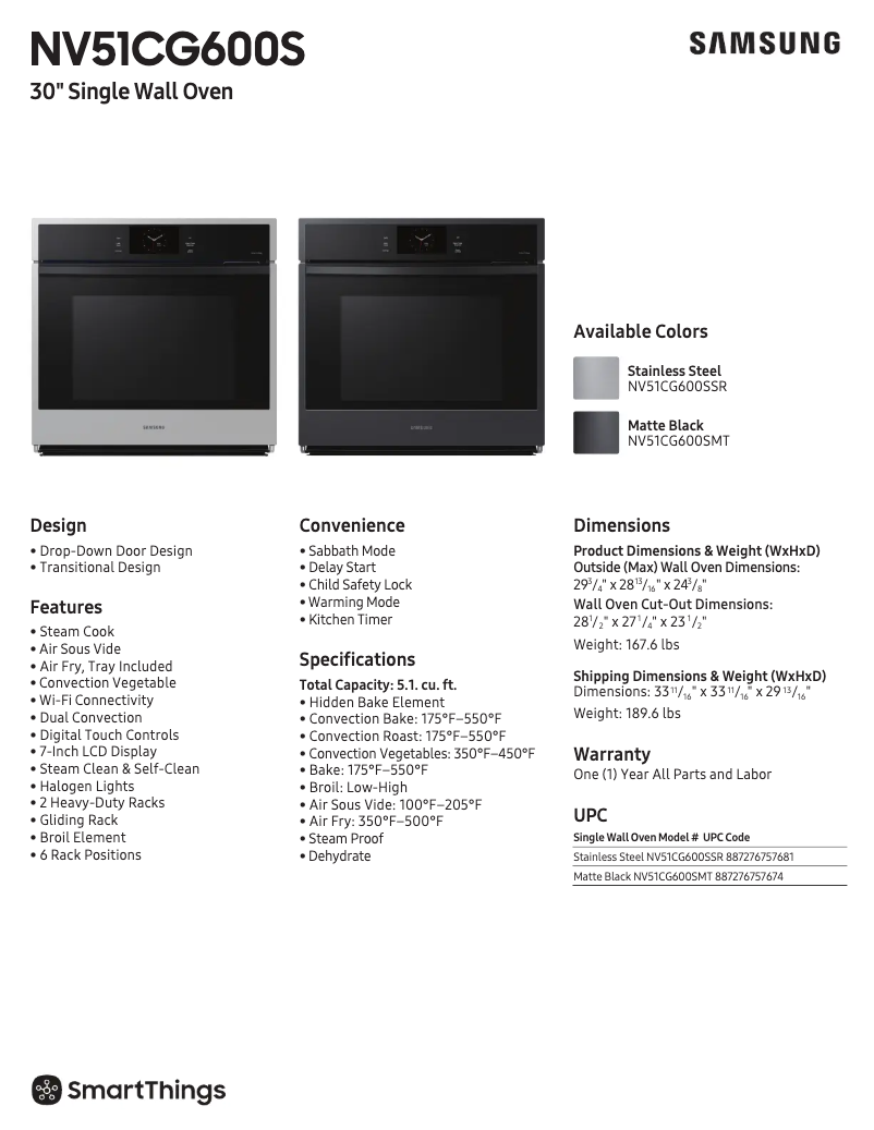 Page 1 de la notice Fiche technique Samsung NV51CG600SMT