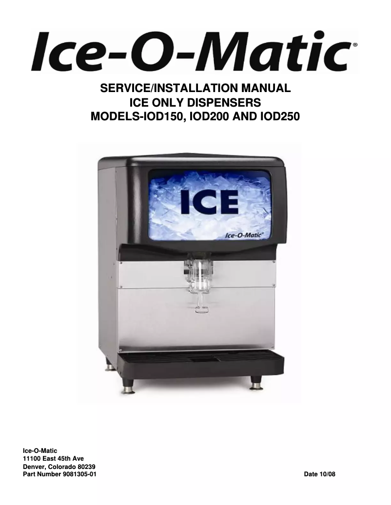 Page 1 de la notice Guide d'installation Ice-O-Matic IOD250