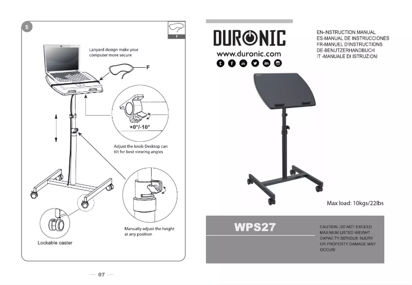 Page n°1 - Manuel utilisateur Duronic WPS27