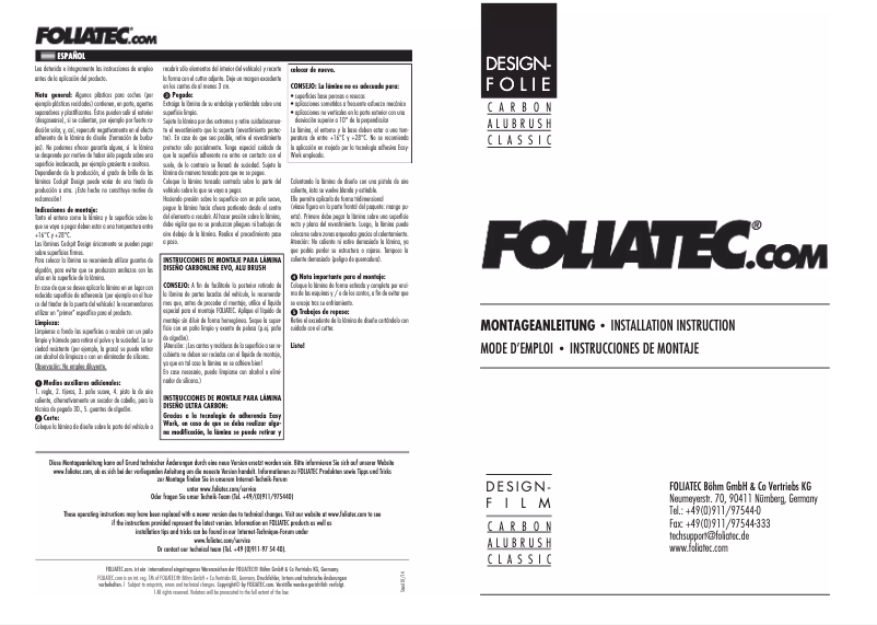 Page 1 de la notice Manuel utilisateur Foliatec 3160
