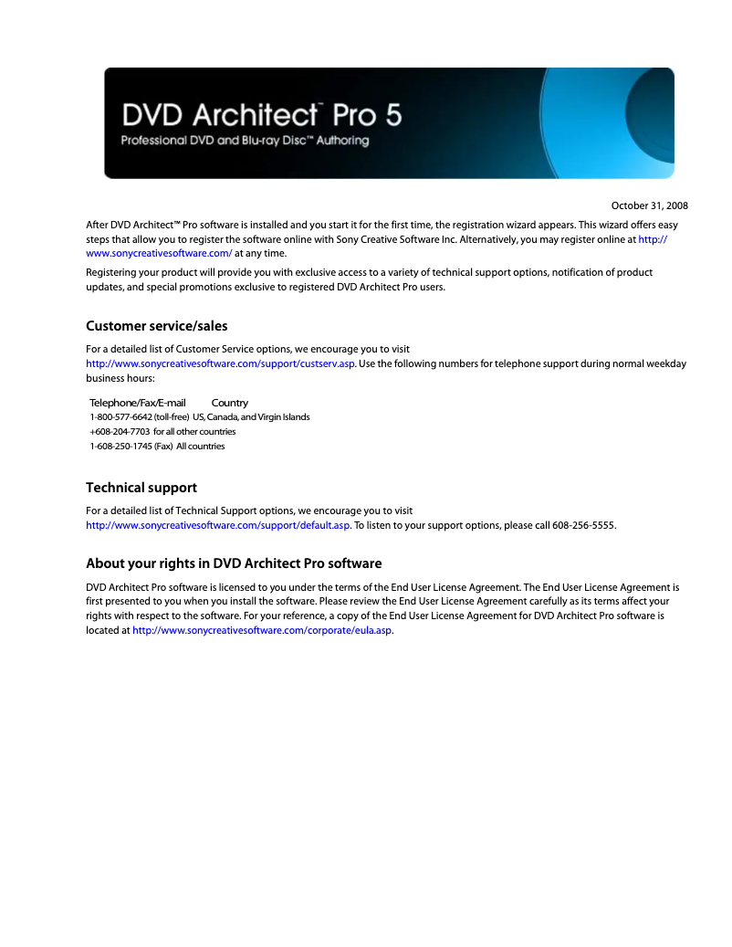 Page n°1 - Manuel utilisateur Sony DVD Architect Pro 5