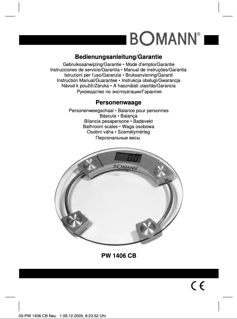 Page 1 de la notice Manuel utilisateur Bomann PW 1406 CB