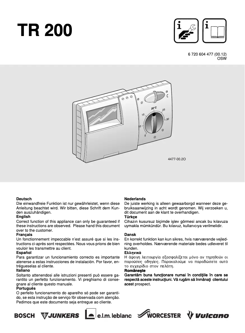 Image de la première page du manuel de l'appareil TR 200