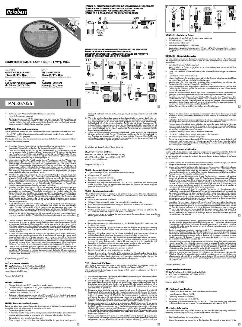 Page 1 de la notice Manuel utilisateur Florabest IAN 307056