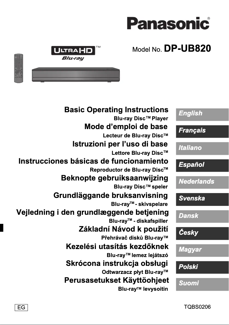 Page n°1 - Manuel utilisateur Panasonic DP-UB820